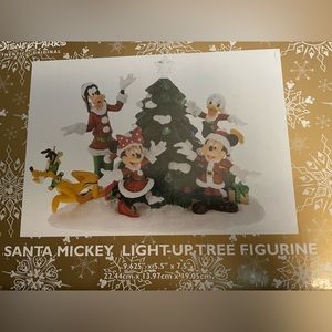 Authentic Disney Parks Santa Mickey Light Up Tree Figurine